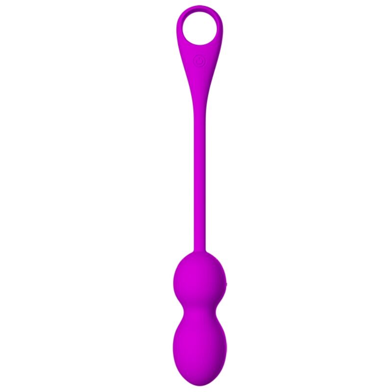 Close-up das Bolas Vibratórias PRETTY LOVE Elvira Roxo, mostrando o seu design ergonómico e cor violeta.