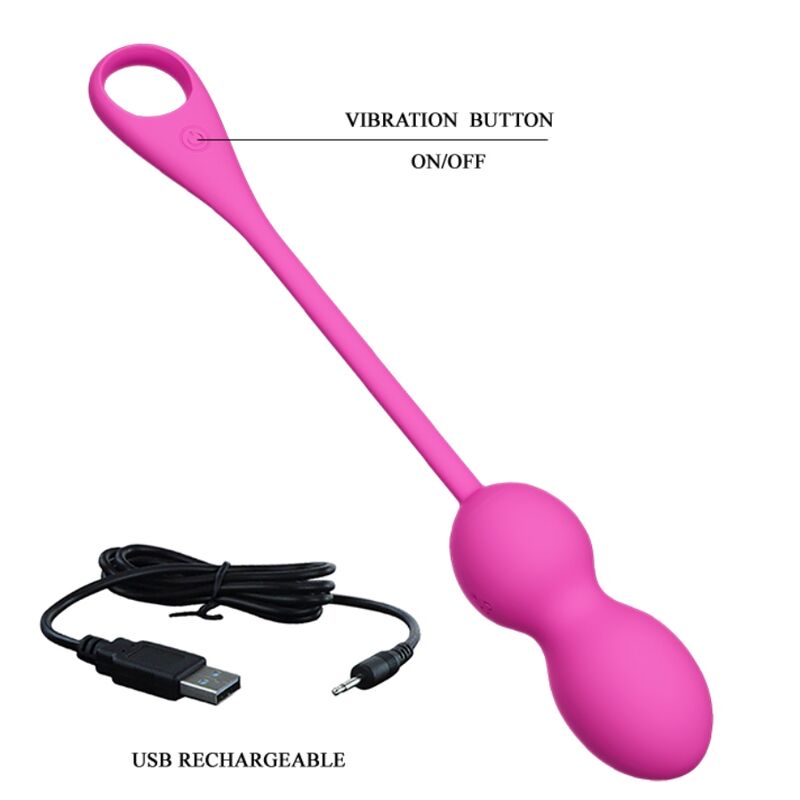 PRETTY LOVE Bolas Vibratórias Recarregáveis Elvira Rosa com App para exercícios de Kegel e prazer.