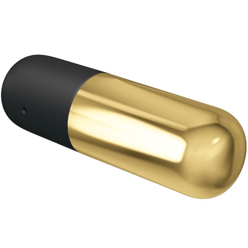 PRETTY LOVE Vibrador Bala Recarregável Dourado com 12 Funções, close-up do design elegante e material.