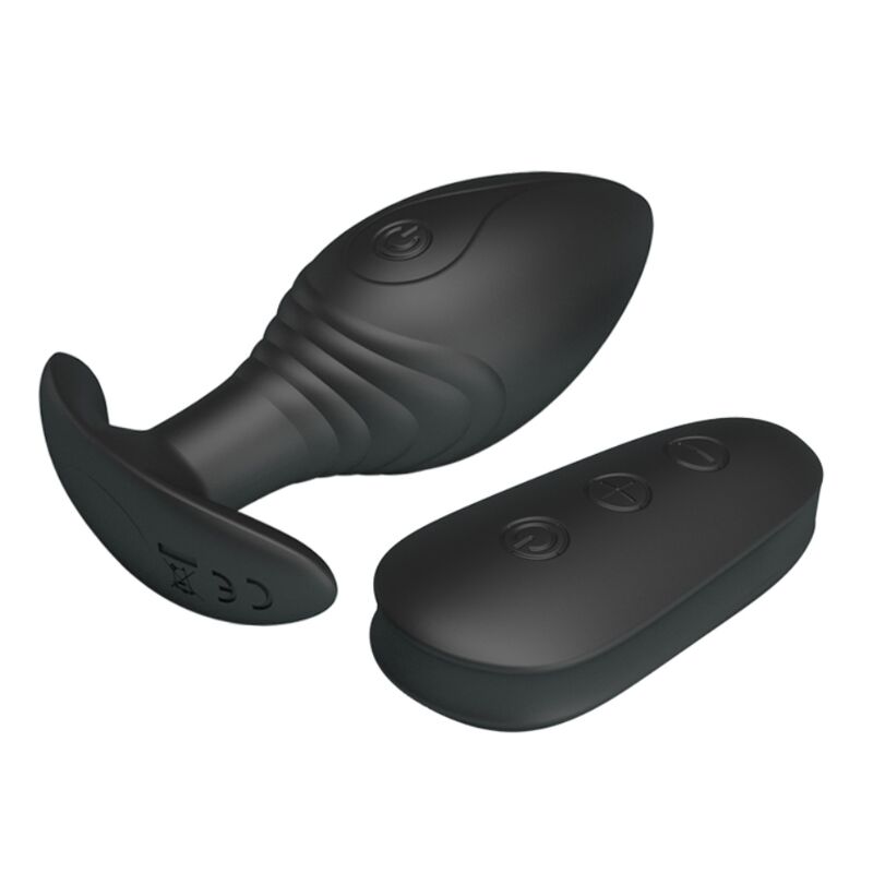 Close-up of the PRETTY LOVE Vibrador Anal Plug Regina Recarregável Preto showing its design and features.