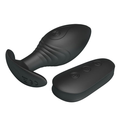 Close-up of the PRETTY LOVE Vibrador Anal Plug Regina Recarregável Preto showing its design and features.