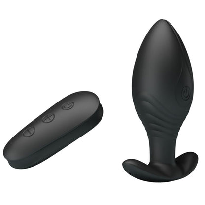 Close-up of the PRETTY LOVE Vibrador Anal Plug Regina Recarregável Preto showing its design and features.