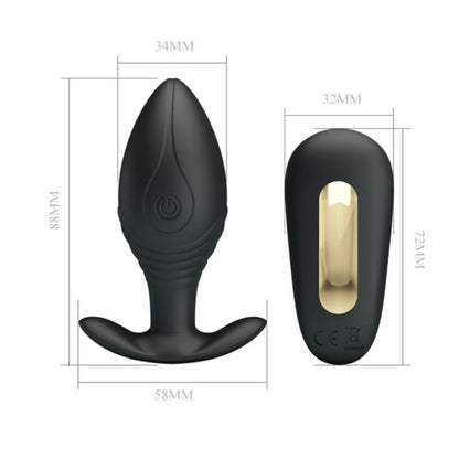 Close-up of the PRETTY LOVE Vibrador Anal Plug Regina Recarregável Preto showing its design and features.