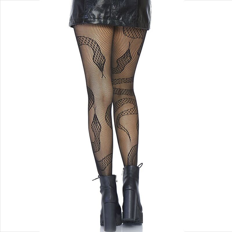 LEG AVENUE - CALCETINES NEGROS CON SERPIENTES DE RED