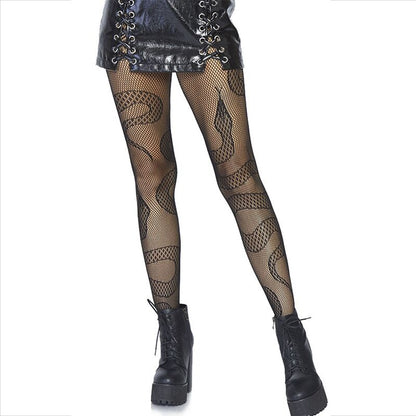 LEG AVENUE - CALCETINES NEGROS CON SERPIENTES DE RED