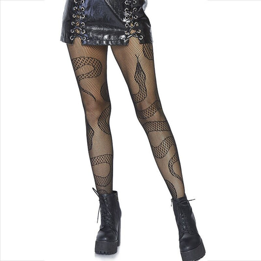 LEG AVENUE - CALCETINES NEGROS CON SERPIENTES DE RED