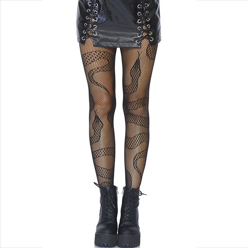 LEG AVENUE - CALCETINES NEGROS CON SERPIENTES DE RED