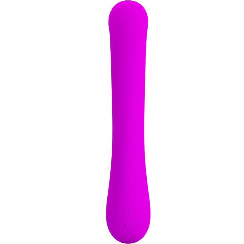 Close-up of the PRETTY LOVE Vibrador de Coelho Lamar, showing its curved design and clitoral stimulator in violet silicone.