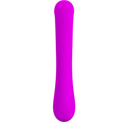 Close-up of the PRETTY LOVE Vibrador de Coelho Lamar, showing its curved design and clitoral stimulator in violet silicone.