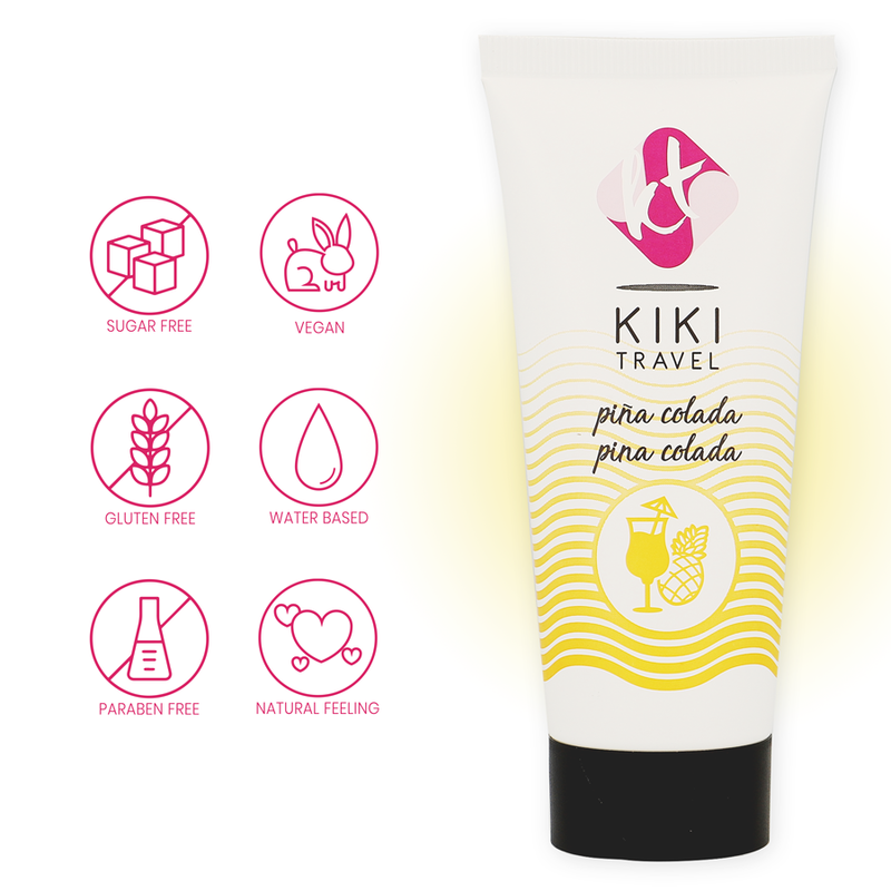 KIKÍ TRAVEL Lubrificante Pina Colada 50 ML, à base de água, com sabor tropical.