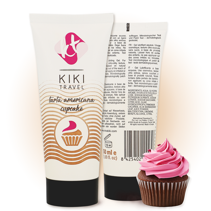 KIKÍ TRAVEL Lubrificante Cupcake 50ml com embalagem atraente e detalhes do produto
