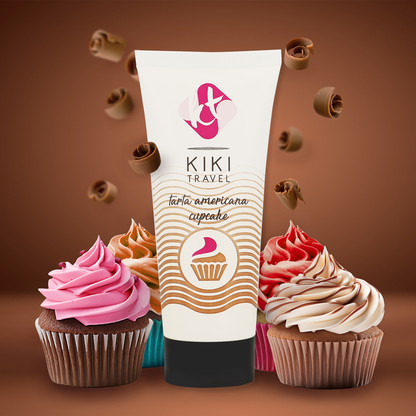 KIKÍ TRAVEL Lubrificante Cupcake 50ml com embalagem atraente e detalhes do produto