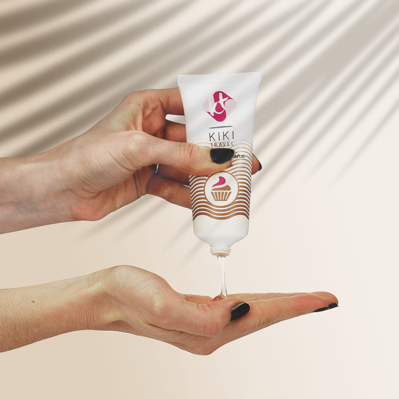 KIKÍ TRAVEL Lubrificante Cupcake 50ml com embalagem atraente e detalhes do produto