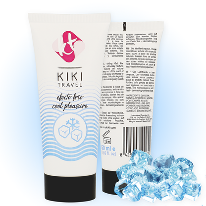 KIKÍ TRAVEL Lubrificante com Efeito de Refrigeração 50ml para conforto e hidratação.