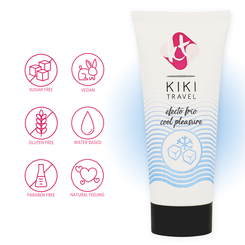 KIKÍ TRAVEL Lubrificante com Efeito de Refrigeração 50ml para conforto e hidratação.