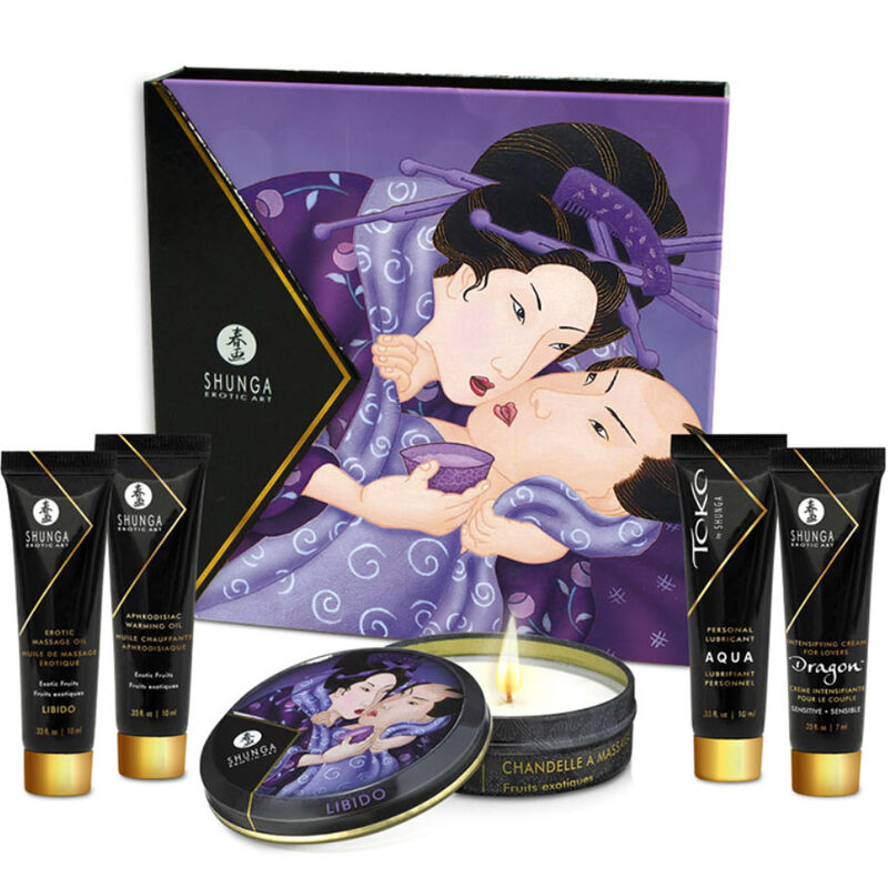 Kit Presente Erótico SHUNGA Gueixa Secreta Frutas Exóticas com 5 produtos para casais.