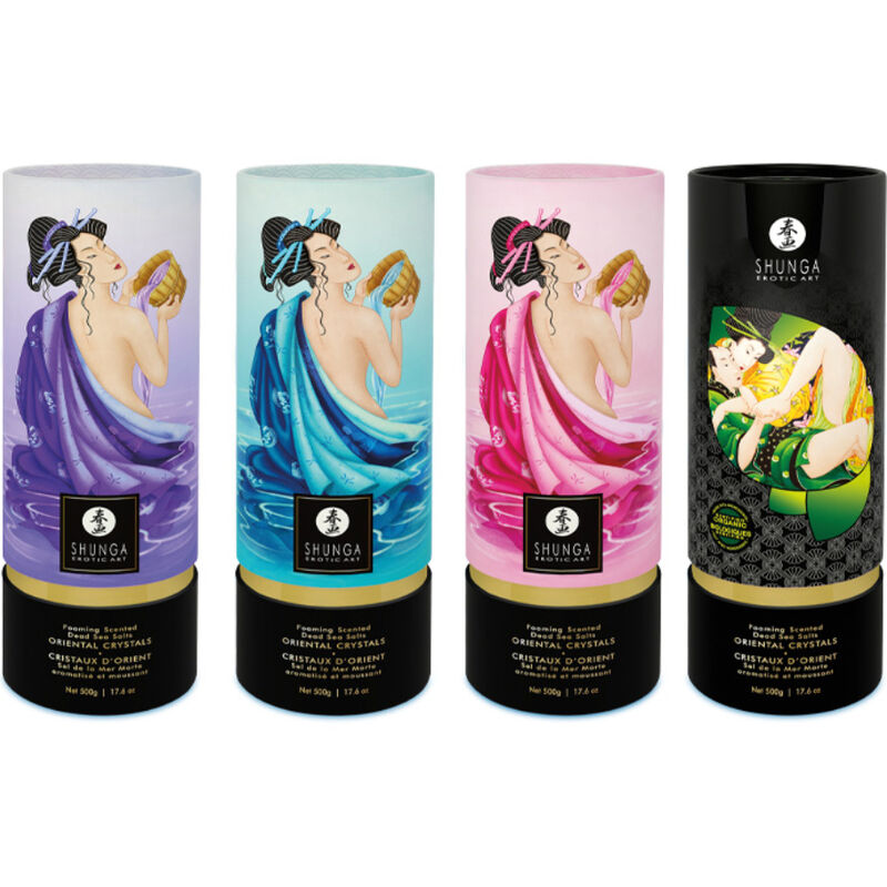 Embalagem dos Sais de Banho de Frutas Exóticas SHUNGA 500g com design elegante.