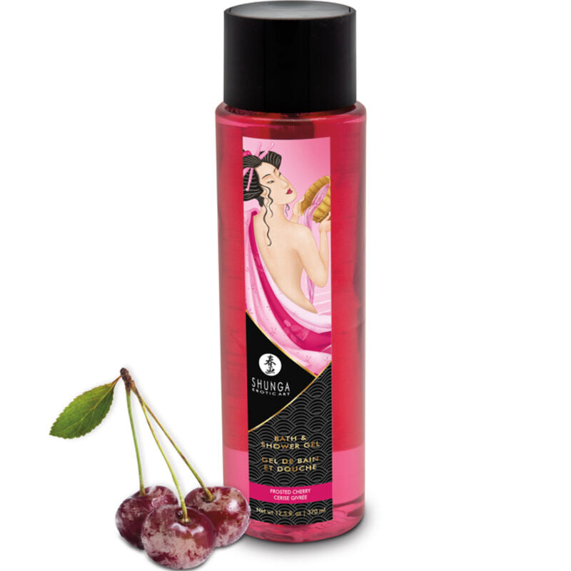 Shunga Gel de Banho e Duche Comestível Cereja Frosted 370 ML para higiene e prazer sensorial