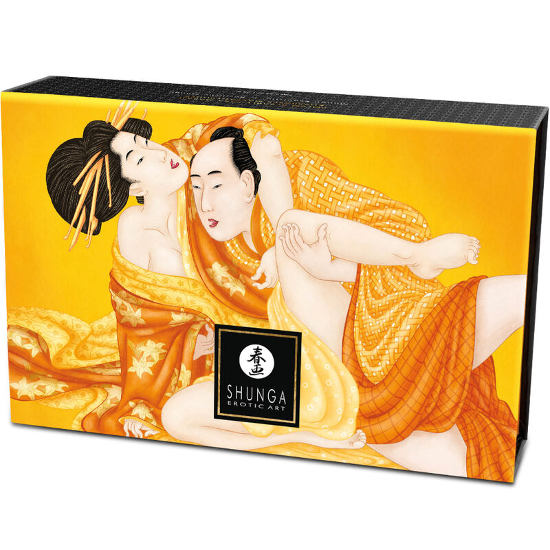Kit de Pó de Massagem Comestível SHUNGA Manga 75g com Pincel de Penas para Massagem Sensual