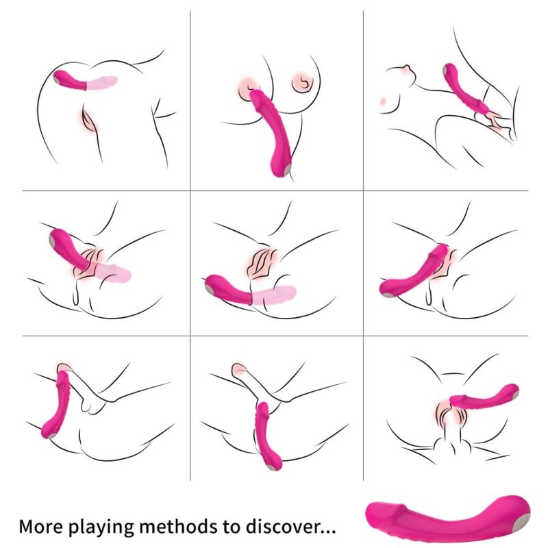Close-up of the ARMONY Vibrador Dildo Ponto G Silicone Fúcsia, highlighting its curved design and smooth texture.