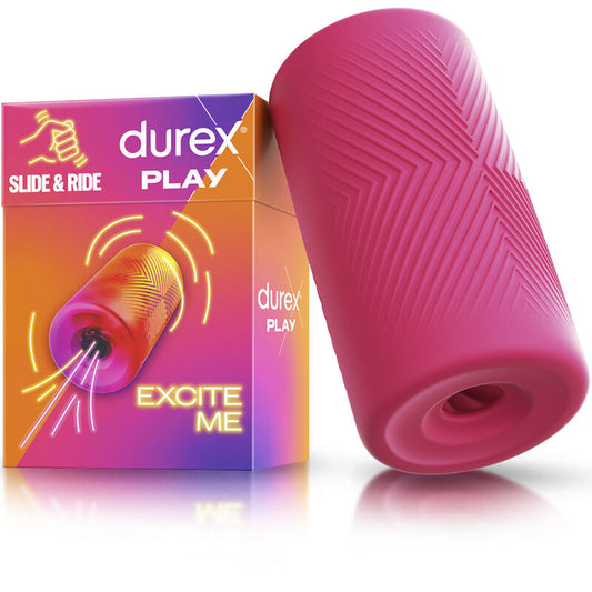 DUREX Masturbador Masculino Slide & Ride, mostrando sua textura elástica e design ergonômico.