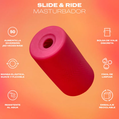 DUREX Masturbador Masculino Slide & Ride, mostrando sua textura elástica e design ergonômico.