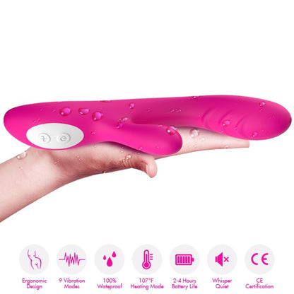 Close-up of the ARMONY Vibrador Spark Efeito Calor Fúcsia showing its ergonomic design, silicone texture, and key features.