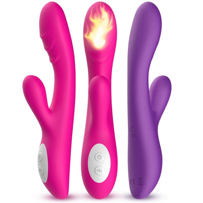 Close-up of the ARMONY Vibrador Spark Efeito Calor Fúcsia showing its ergonomic design, silicone texture, and key features.