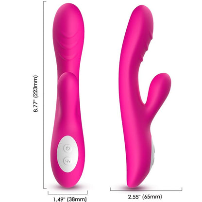 Close-up of the ARMONY Vibrador Spark Efeito Calor Fúcsia showing its ergonomic design, silicone texture, and key features.