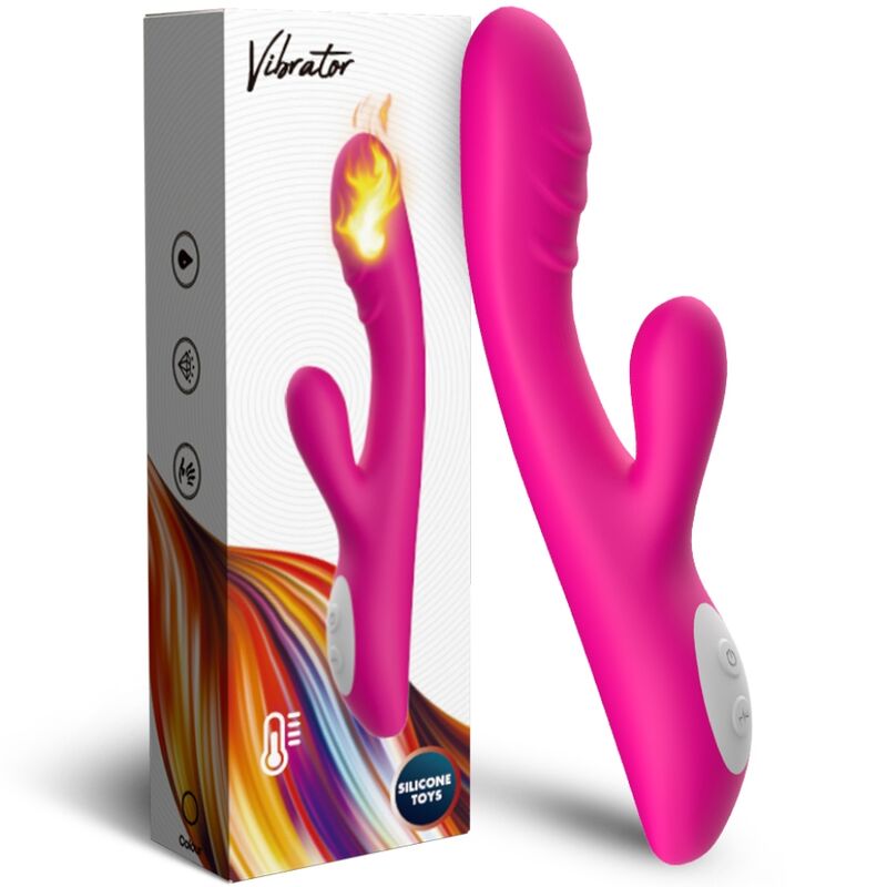 Close-up of the ARMONY Vibrador Spark Efeito Calor Fúcsia showing its ergonomic design, silicone texture, and key features.
