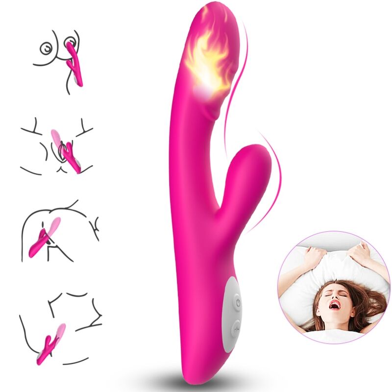 Close-up of the ARMONY Vibrador Spark Efeito Calor Fúcsia showing its ergonomic design, silicone texture, and key features.