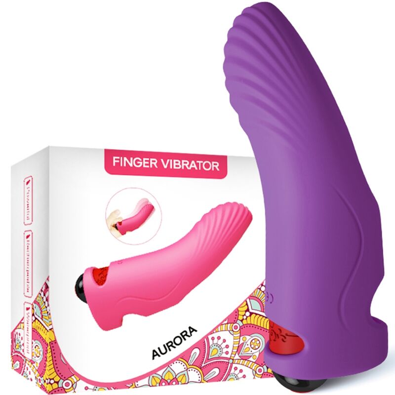 Vibrador de dedo ARMONY Aurora Roxo em silicone premium, com design ergonómico e 9 modos de vibração.