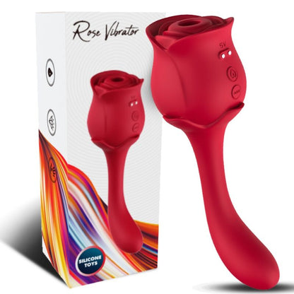Close-up do estimulador clitoriano ARMONY Roselover, exibindo seu design ergonómico e material de silicone vermelho.
