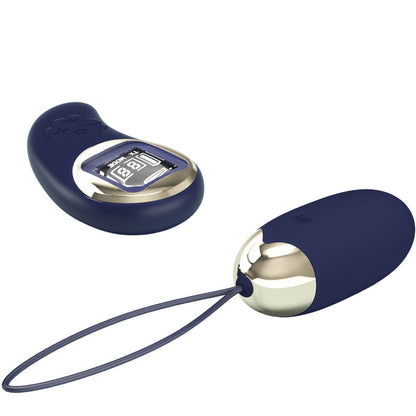 PRETTY LOVE Ovo Vibrante Mina com Controle Remoto Azul, mostrando o design ergonómico e a cor vibrante.