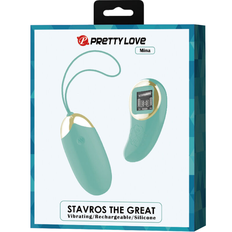 Close-up of the PRETTY LOVE Ovo Vibratório de Controle Remoto with its vibrant green color and sleek design, shown with its wireless remote control.