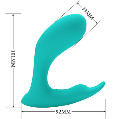 Vibrador G e Clitóris PRETTY LOVE Idabelle com Controle Remoto e Pulsação Azul, mostrando design ergonómico em silicone.