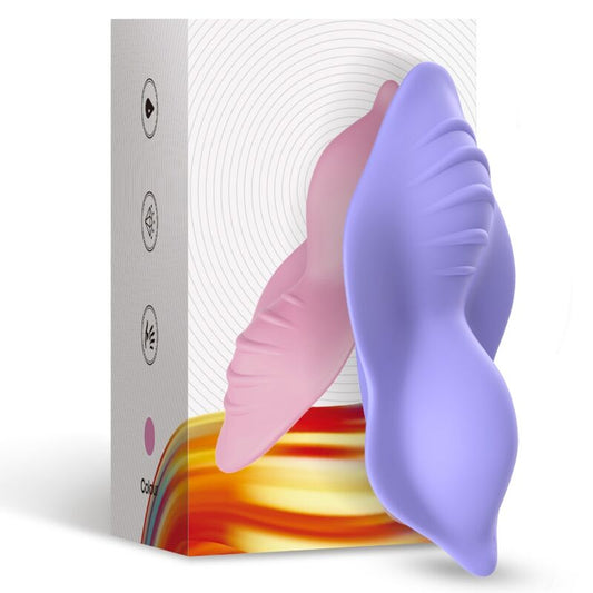 ARMONY Calcinha Vibratória Wearable Whisper com Controle Remoto Roxo, mostrando design ergonômico e material de silicone.