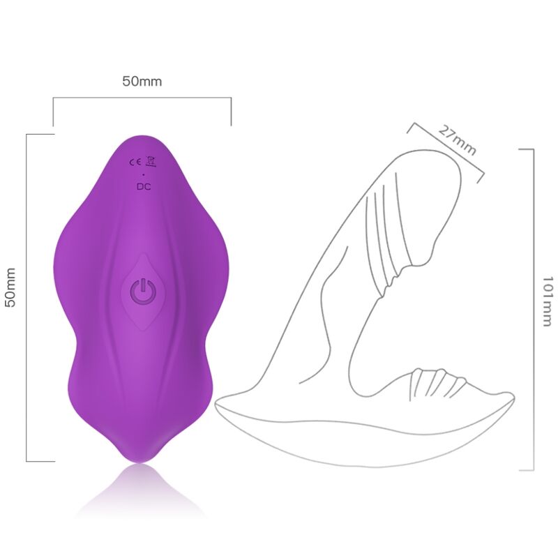 Vibrador Wearable ARMONY Roxo com Controlo Remoto, detalhe do design ergonómico e silicone.