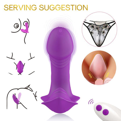 Vibrador Wearable ARMONY Roxo com Controlo Remoto, detalhe do design ergonómico e silicone.