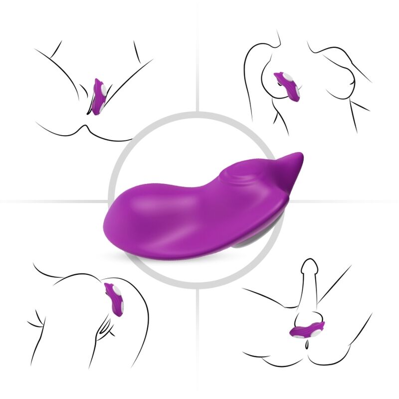 Calcinha Vibratória ARMONY Butterfly Wearable com Controle Remoto Roxo, exibindo seu design ergonômico e material de silicone.