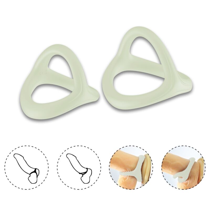 Close-up do Anel Peniano Duplo TRESOR de Silicone Luminoso da ARMONY, mostrando seu design e material.