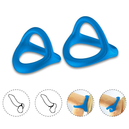 Anel Peniano Duplo ARMONY Tresor Azul em silicone flexível, para ereções mais fortes e prazer intenso.
