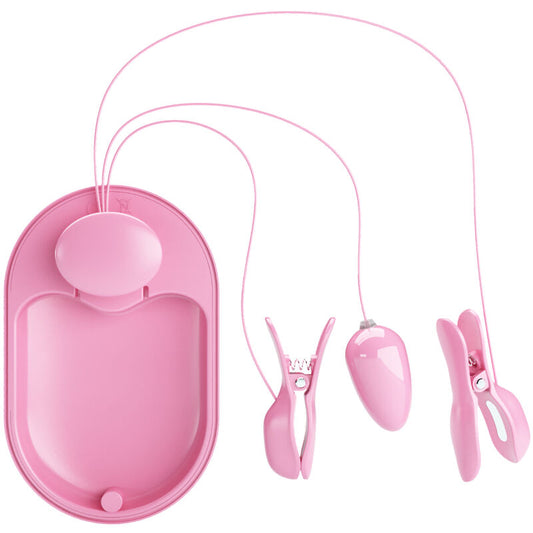 Close-up of the PRETTY LOVE Kit Eletroestimulação Pinças Mamilo Vibração Rosa showing its features.