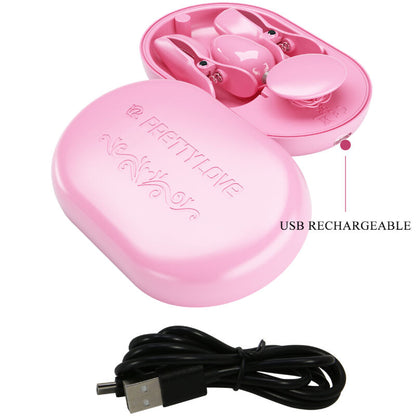 Close-up of the PRETTY LOVE Kit Eletroestimulação Pinças Mamilo Vibração Rosa showing its features.