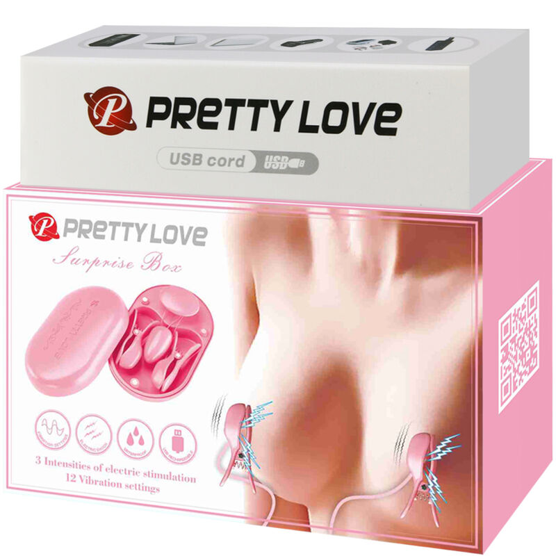 Close-up of the PRETTY LOVE Kit Eletroestimulação Pinças Mamilo Vibração Rosa showing its features.