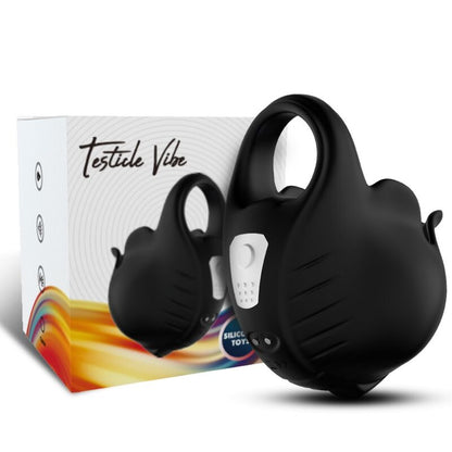 Anel Vibrador Peniano ARMONY com Controlo Remoto em silicone preto, mostrando o design e botões.