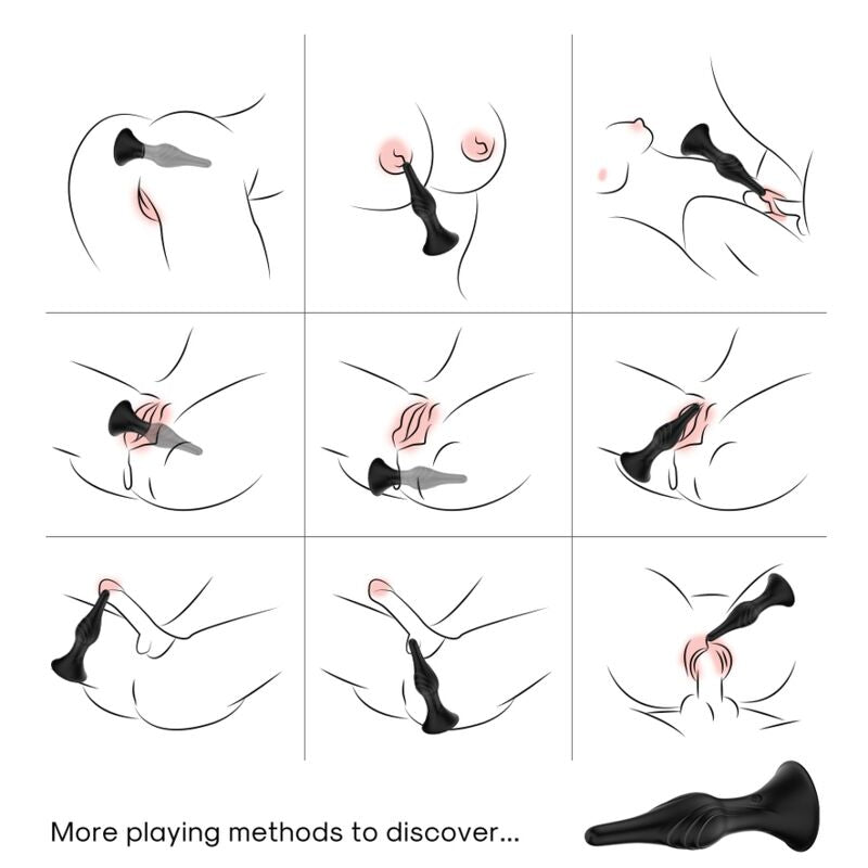 Close-up do Vibrador e Plug Anal Armony com Controle Remoto Preto mostrando seu design ergonómico e características de dupla estimulação.