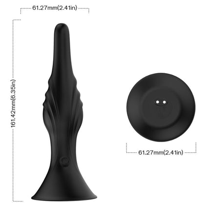 Close-up do Vibrador e Plug Anal Armony com Controle Remoto Preto mostrando seu design ergonómico e características de dupla estimulação.