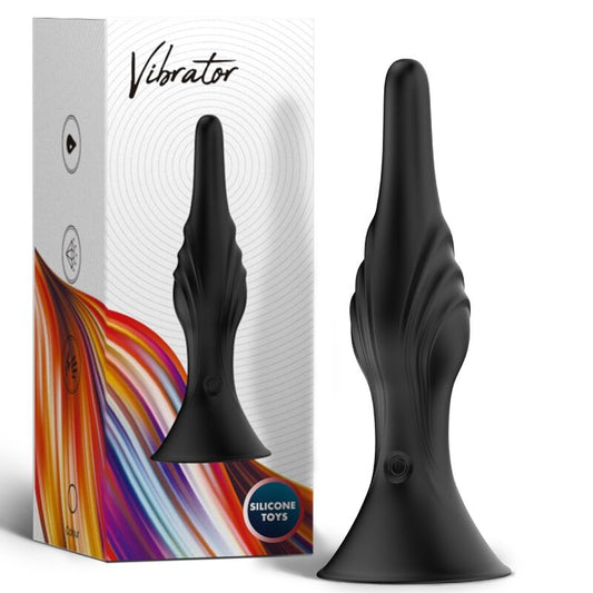 Close-up do Vibrador e Plug Anal Armony com Controle Remoto Preto mostrando seu design ergonómico e características de dupla estimulação.