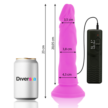 Close-up do Vibrador Flexível Roxo Diversia com controlo remoto, destacando sua forma e textura.